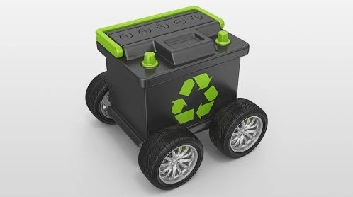Car battery with recycling symbol