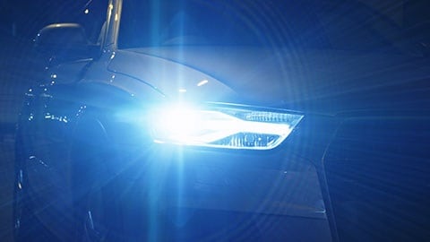 Close-up of a xenon headlight